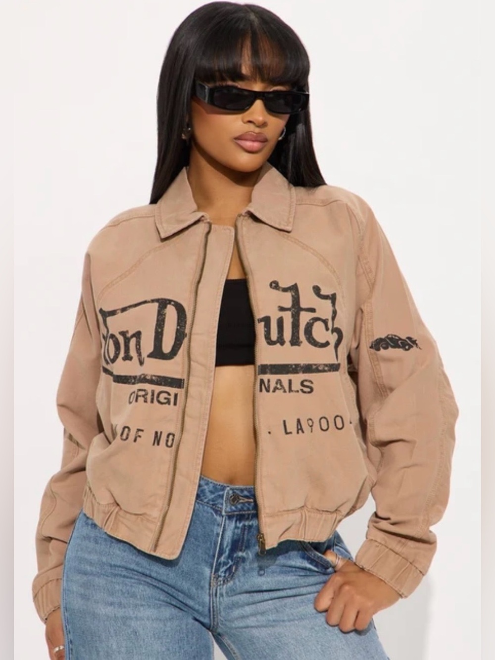 Von Dutch women’s Brown full zip Jacket New